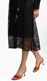 Farm Rio - Lace Tie-Waist Midi Dress