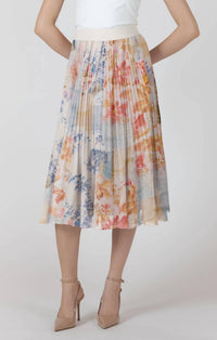Dex - Pastel Petals Pleated Midi Skirt