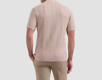 Bugatchi Uomo - Textured Stripe Johnny Collar Short-sleeve Sweater