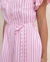 Southern Tide - Tyra Striped Ruffle Sleeve Midi Dress