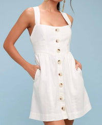 Free People Button-up Mini Dress in white - women's dress
