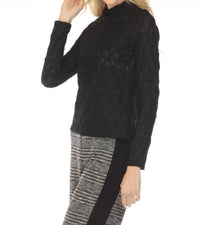 Joseph Ribkoff - Ruched Textured Mock Neck Fitted Top
