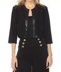 Joseph Ribkoff - Faux Leather Trim Cropped Jacket