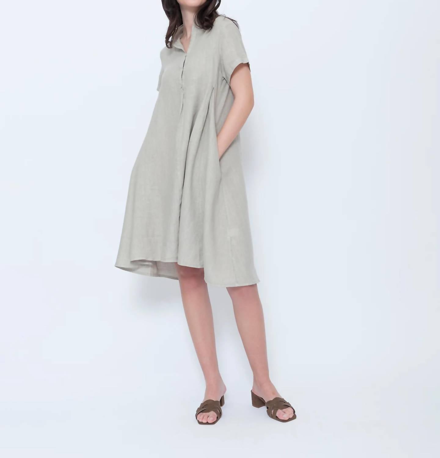 Blueberry - Collared Swing Midi Dress
