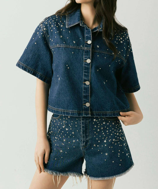 Blanknyc - Embellished Denim Top