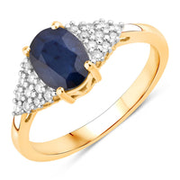 Diana M Jewels Women's Oval Natural Blue Sapphire Fashion Ring (1.73 Ct) - Classic With Diamond Accents in 14k yellow gold - women's jewelry