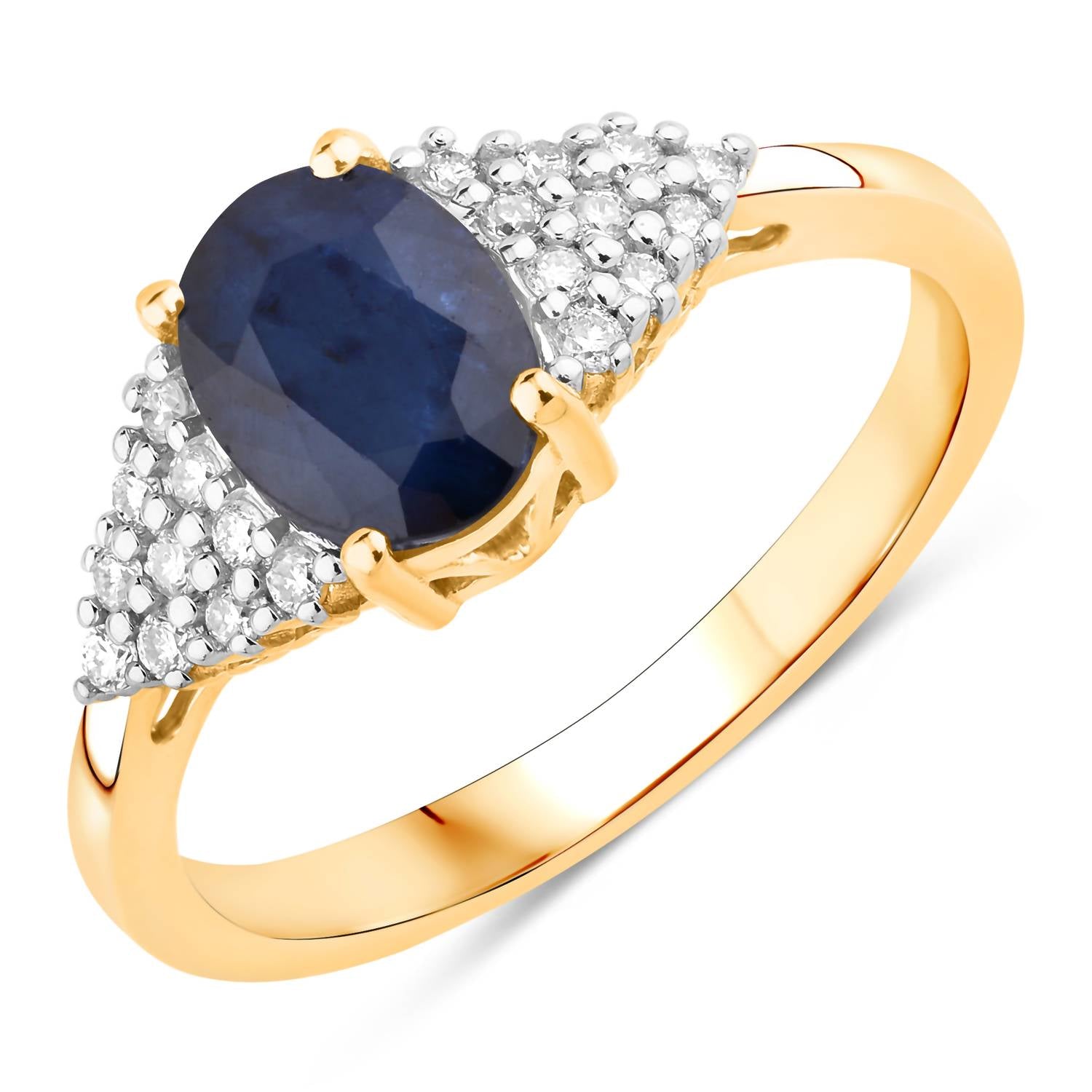 Diana M Jewels Women's Oval Natural Blue Sapphire Fashion Ring (1.73 Ct) - Classic With Diamond Accents in 14k yellow gold - women's jewelry