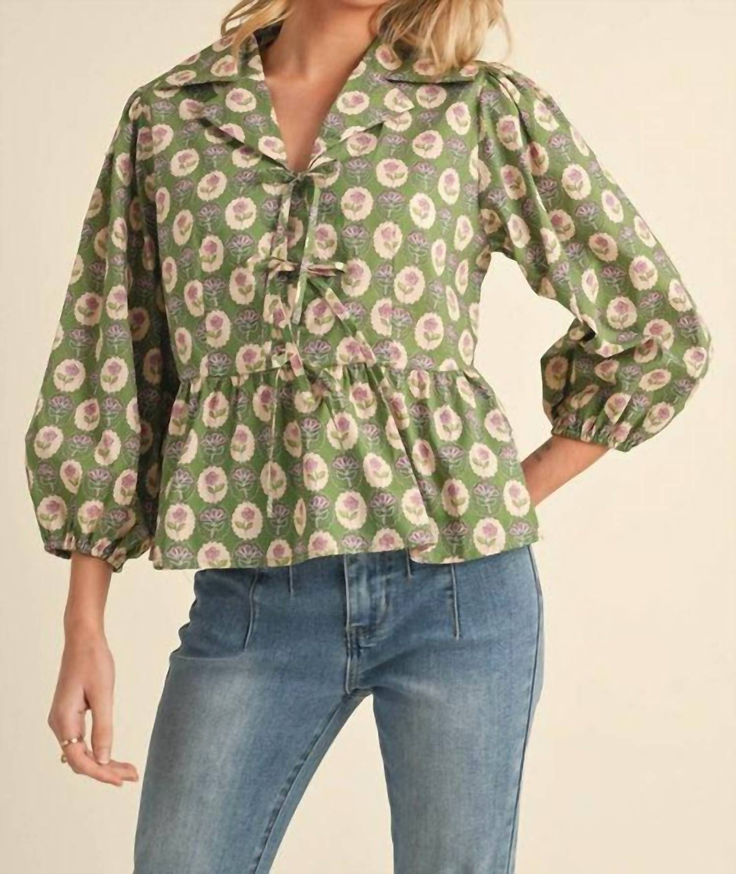 Jodifl - Flower Print Peplum Top