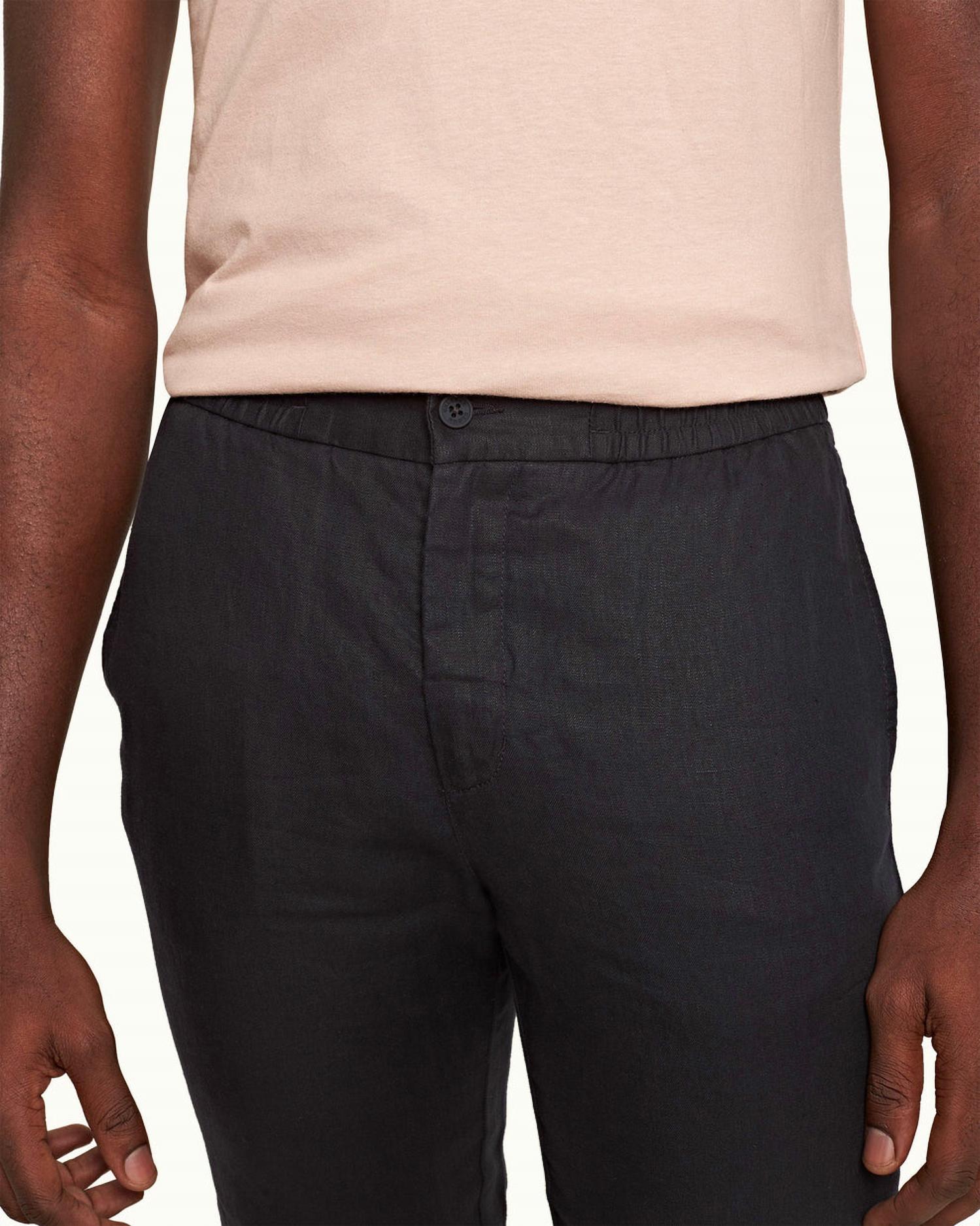 Orlebar Brown Cornell Linen Trouser in night iris - men's pants - alternate view