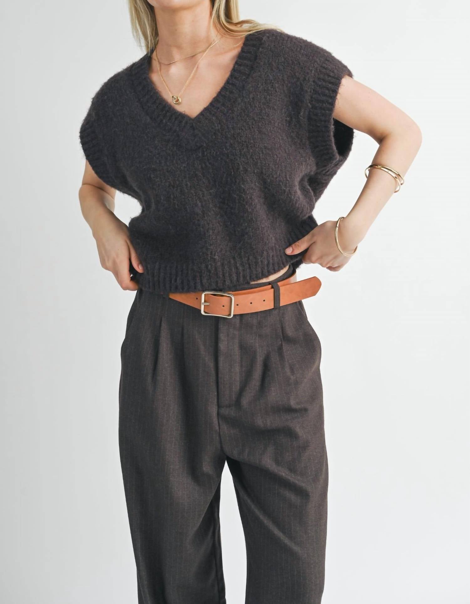 Sage The Label - Peyton Oversized V Neck Sweater Vest