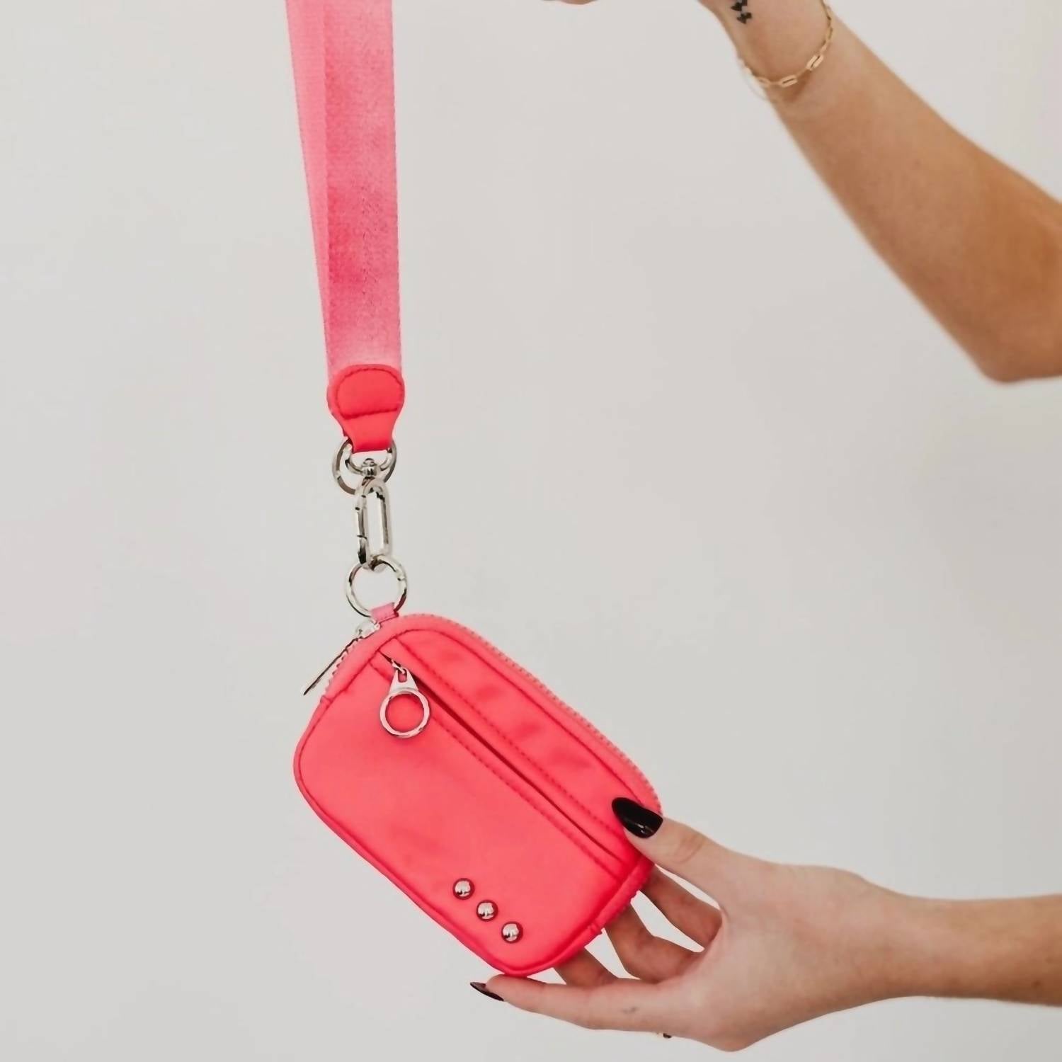 Pretty Simple Women's Nelly Nylon Card Id Wallet Wristlet in watermelon pink - women's bag
