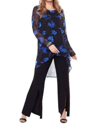 Compli K Woven Long Sleeve Tunic in black blue - women's shirt