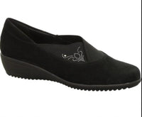 Ara Women's Lael Slip-on Wedge Shoe in black suede - women's shoe