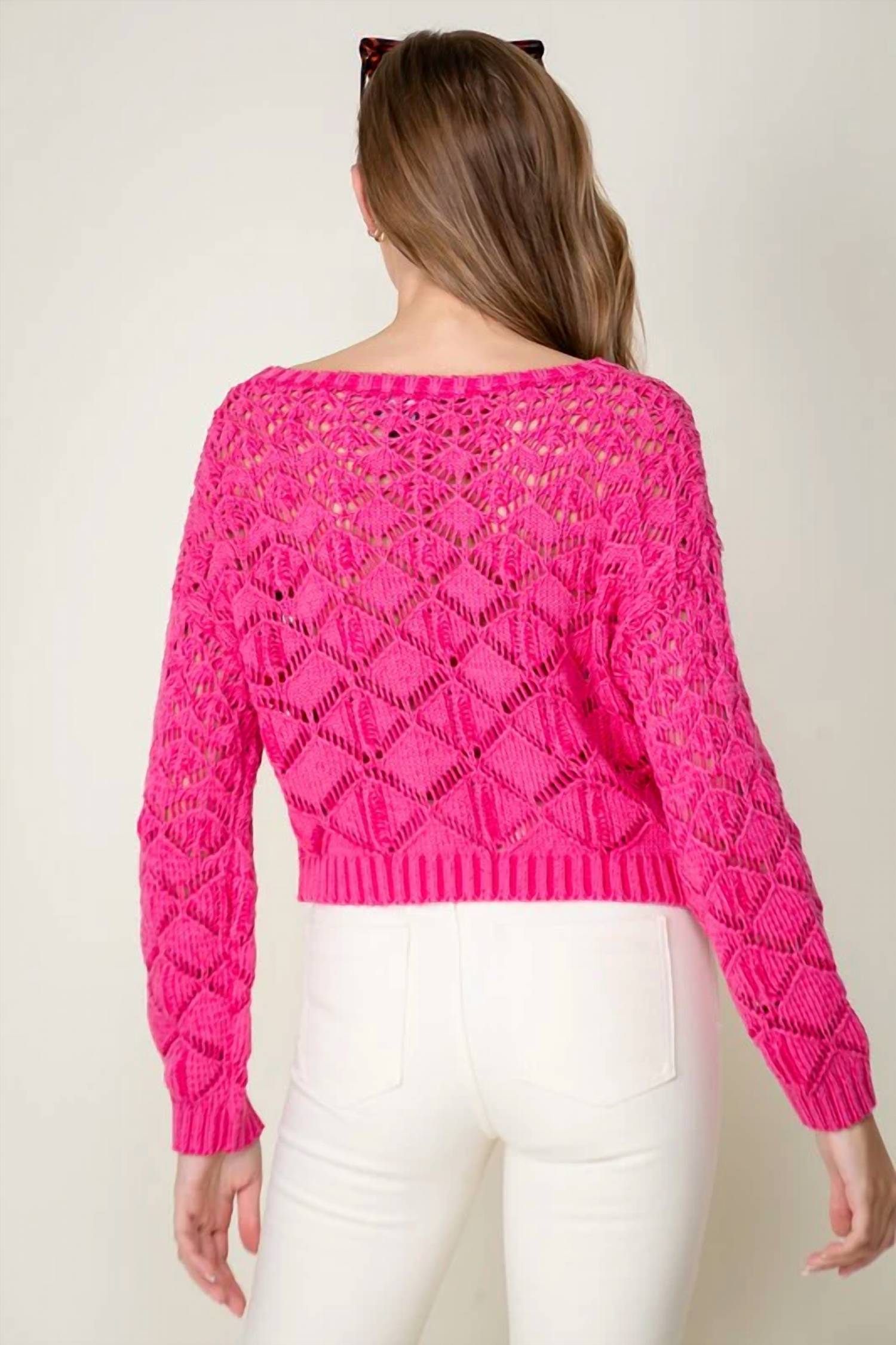 Lumiere - Diamond Knit Cropped Sweater