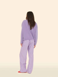 XIRENA Brinna Wide Leg Pull-On Pants in violet rouge stripe - women's pants - detail view