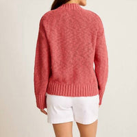 TOMMY BAHAMA Bayshore Cotton Crew Sweater in wild geranium - women's sweater - alternate view