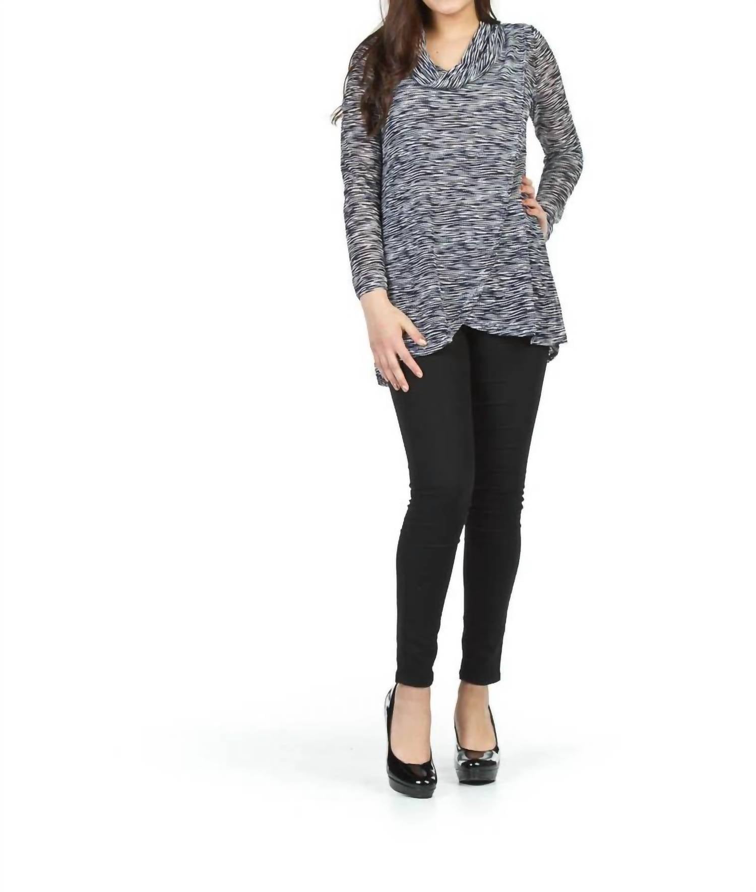 Papillon - Cowl Neck Stripe Crossover Sweater
