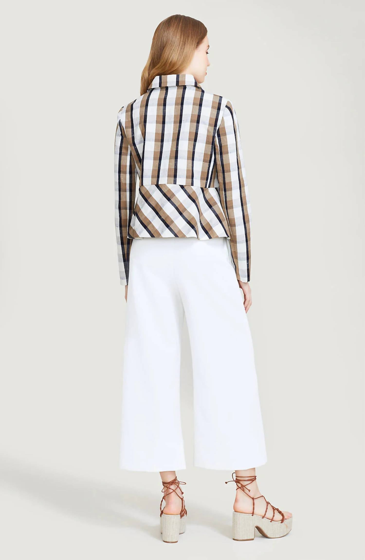 Lela Rose - Linen Check Cropped Jacket
