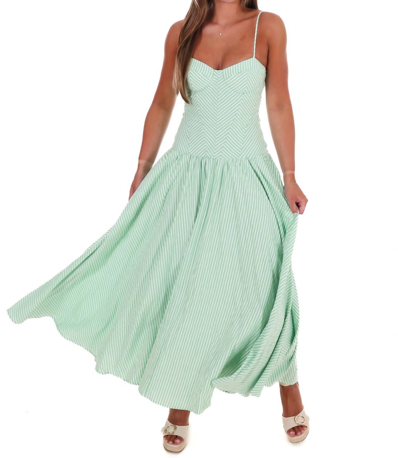 TCEC Oceanview Striped Maxi Dress in green - women's dress - view 5