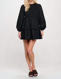 Meet Me In Santorini - Poplin Long Sleeve Smock Dress
