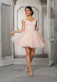 MORILEE Off The Shoulder Cap Sleeves Dress in blush - women's dress - alternate view