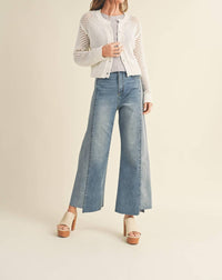 Miou Muse - Crochet Knitted Button Down Cardigan