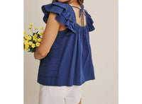 In February - Cotton Poplin Ruffle Sleeve Top
