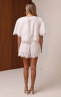 Shore - Cleo Scalloped Embroidered Hem Top