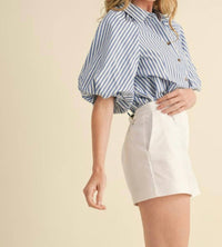 &Merci - Count On Me Bubble Sleeve Button Down