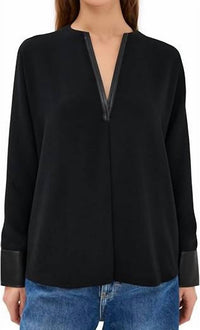 Vince - Leather Trim Dolman Top
