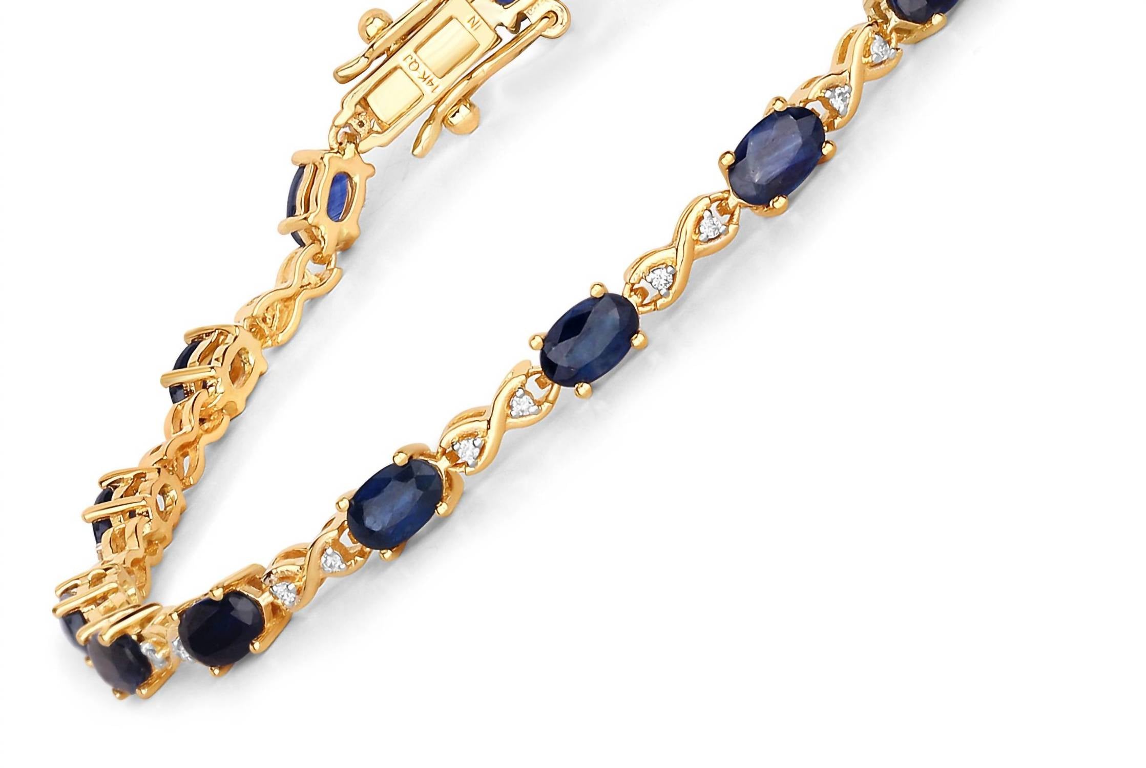 Diana M Jewels Women's Oval Natural Sapphire Bracelet (3.63 Ct) - Signature Plus in 14k yellow gold - women's jewelry
