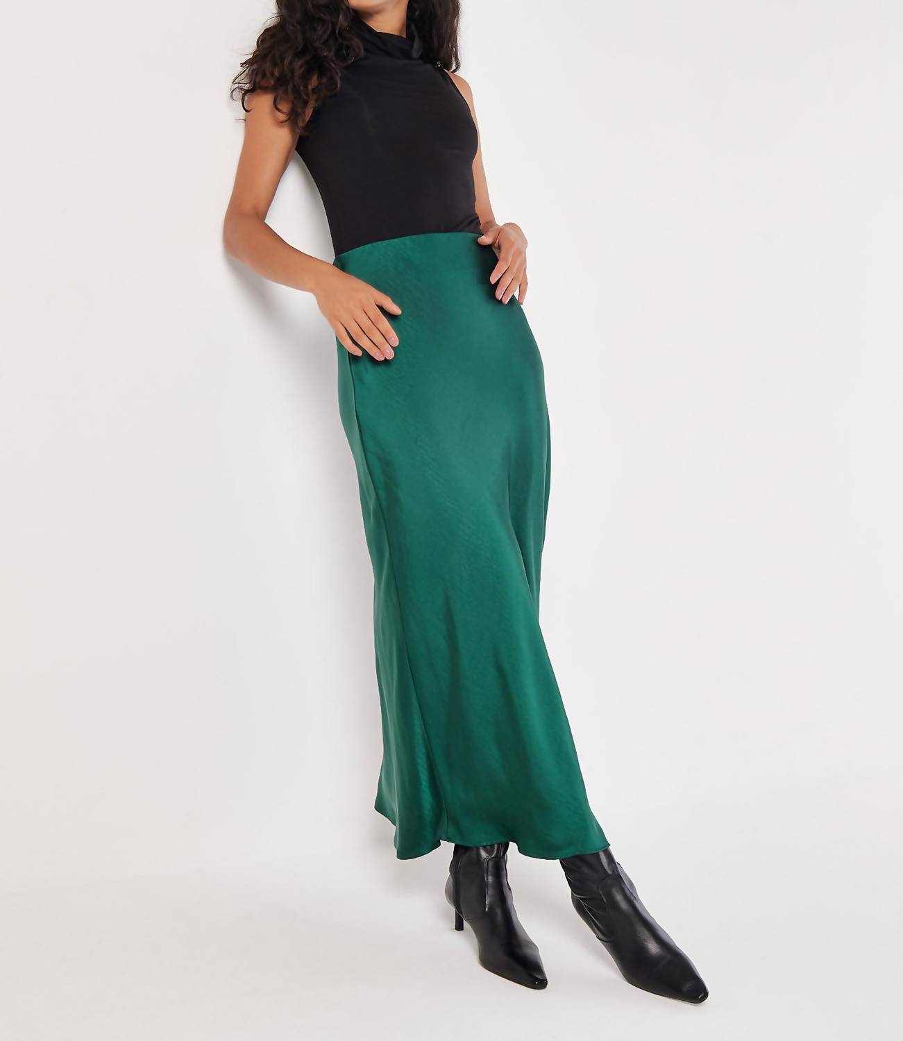 Apricot - Satin Bias Midi Skirt