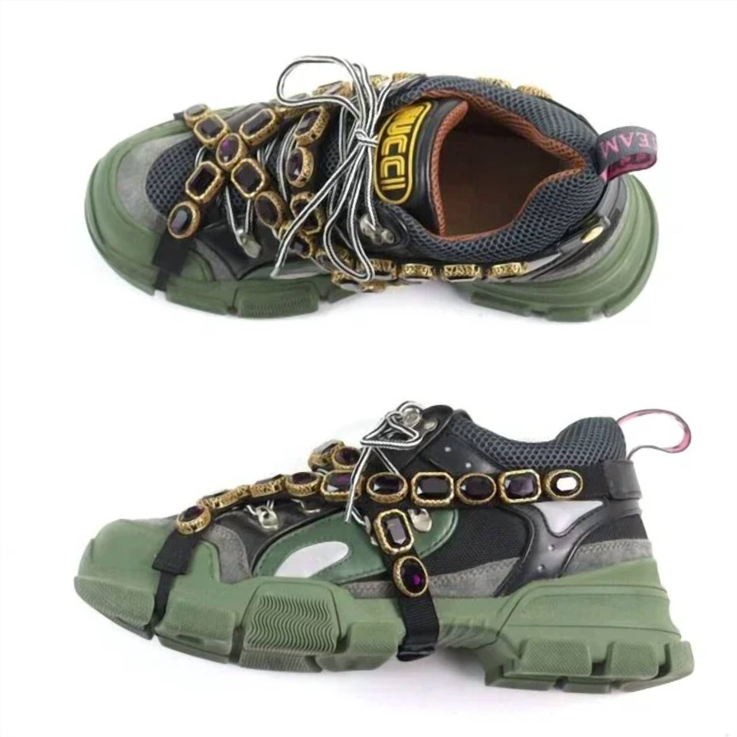 Gucci Women's Flashtrek Sega Removable Crystal Sneakers in sega green - women's sneaker - alternate view
