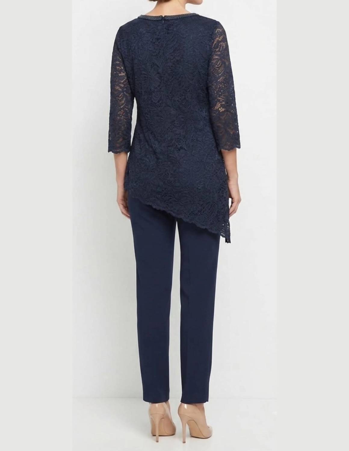 Maya Brooke - Lace Asymmetrical Tunic Pant Set