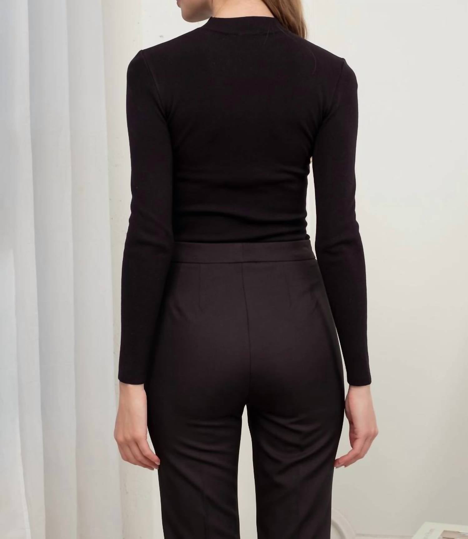 The Workshop - Mock Neck Long Sleeve Sweater Knit Top