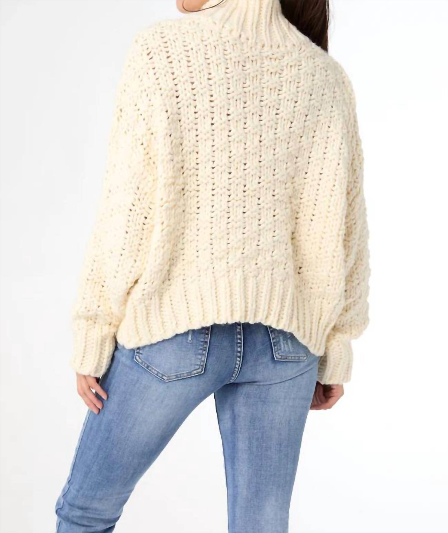 COCO + CARMEN Kelok Chunky Loose Knit Sweater in ivory - women's sweater - detail view