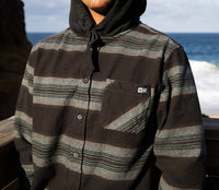 Salty Crew Men's Outback Hooded Flannel Top in coal - men's shirt - alternate view