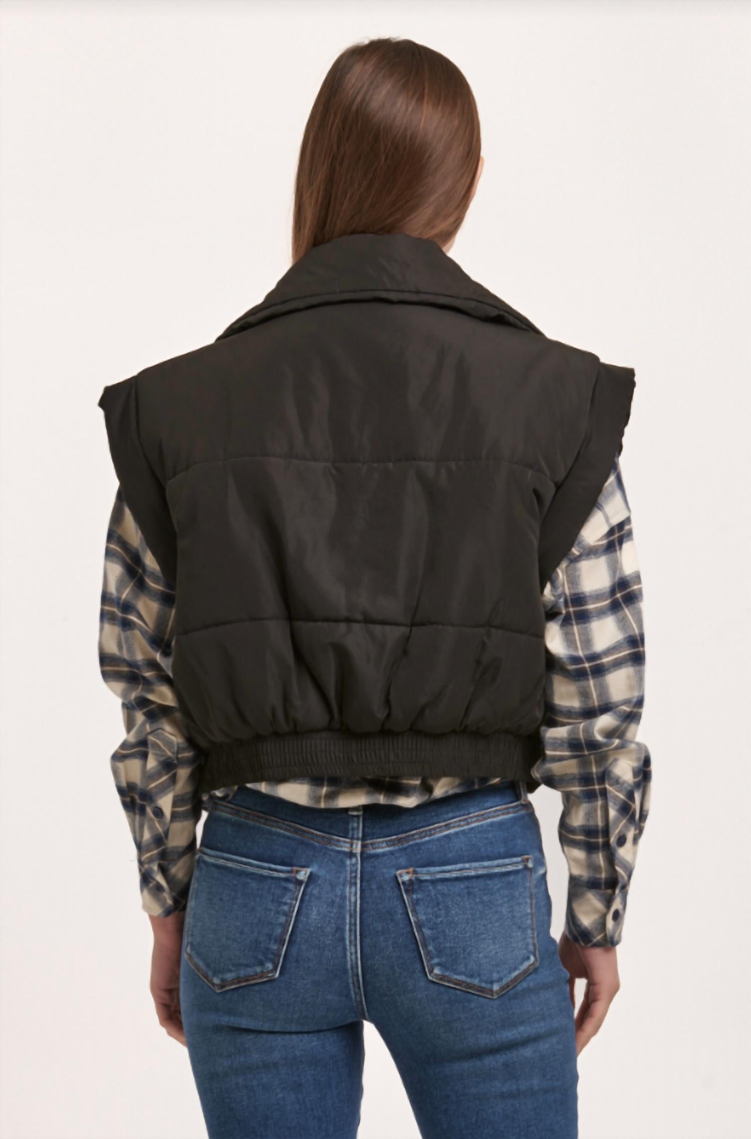 DEAR JOHN DENIM Rosalia Zipper Sleeveless Vest in black - women's jacket - alternate view