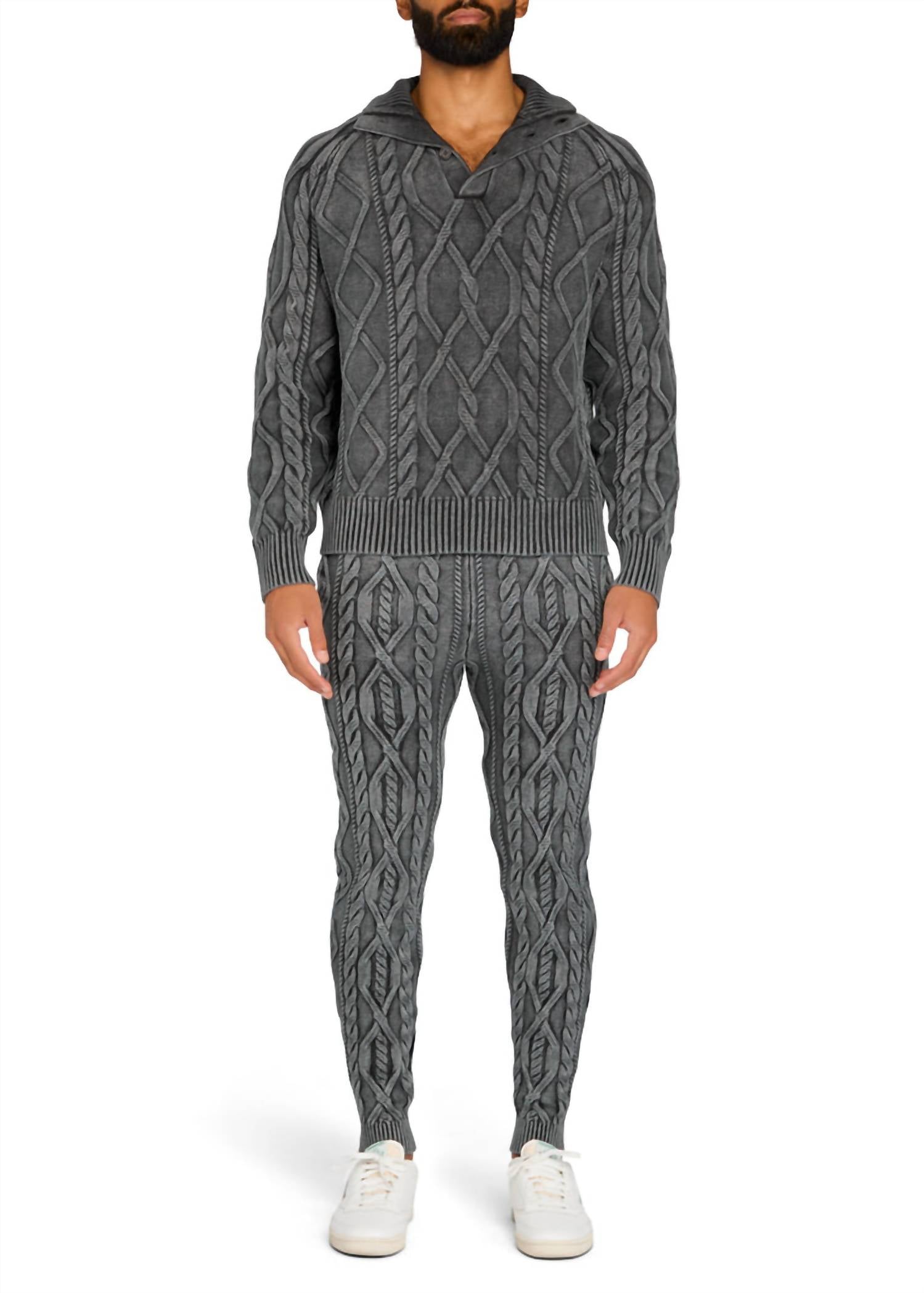 Ser.O.Ya - Elijah Cable Knit Jogger Pants