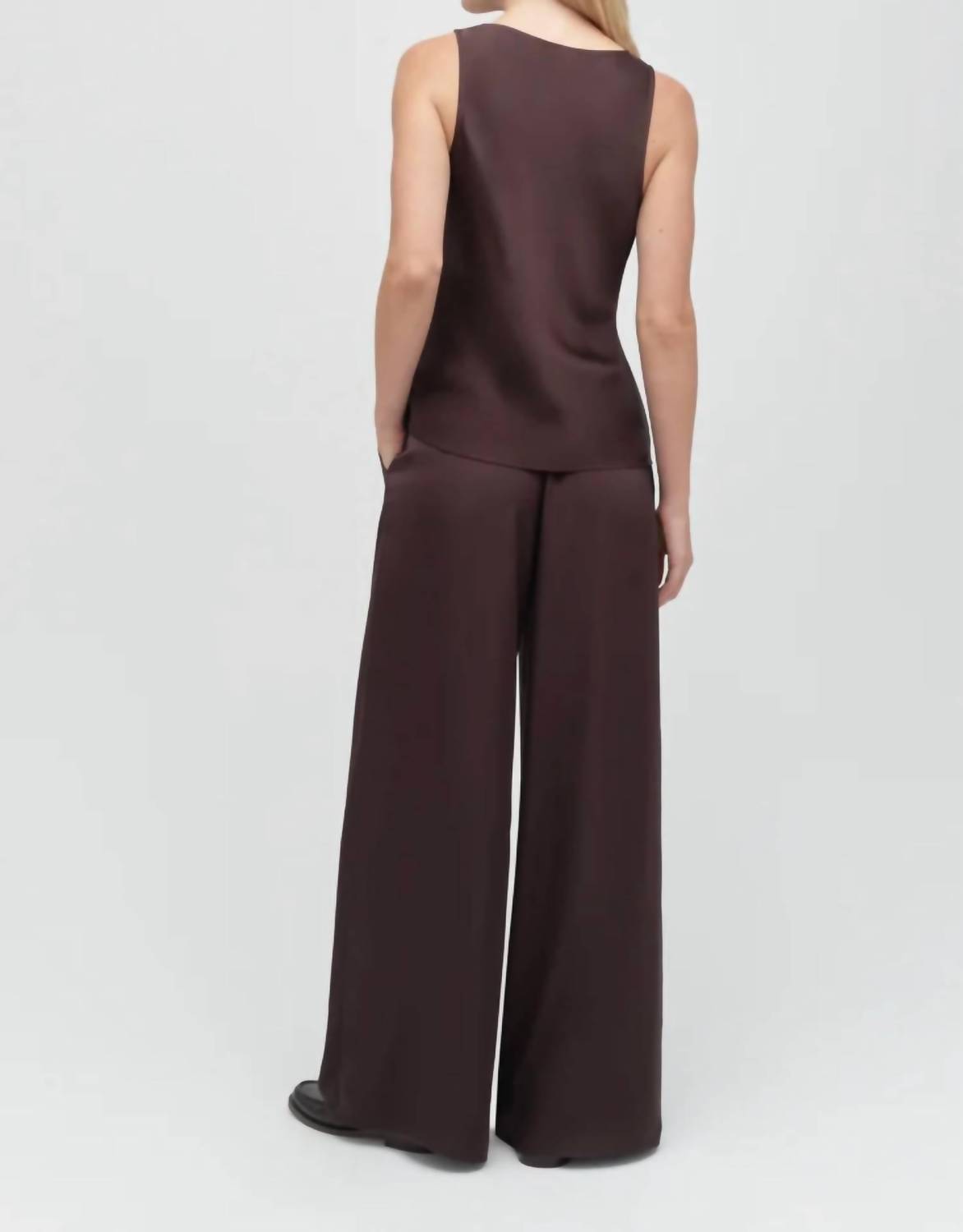 Favorite Daughter Everything Wide Leg Pant in espresso - women's pants - detail view