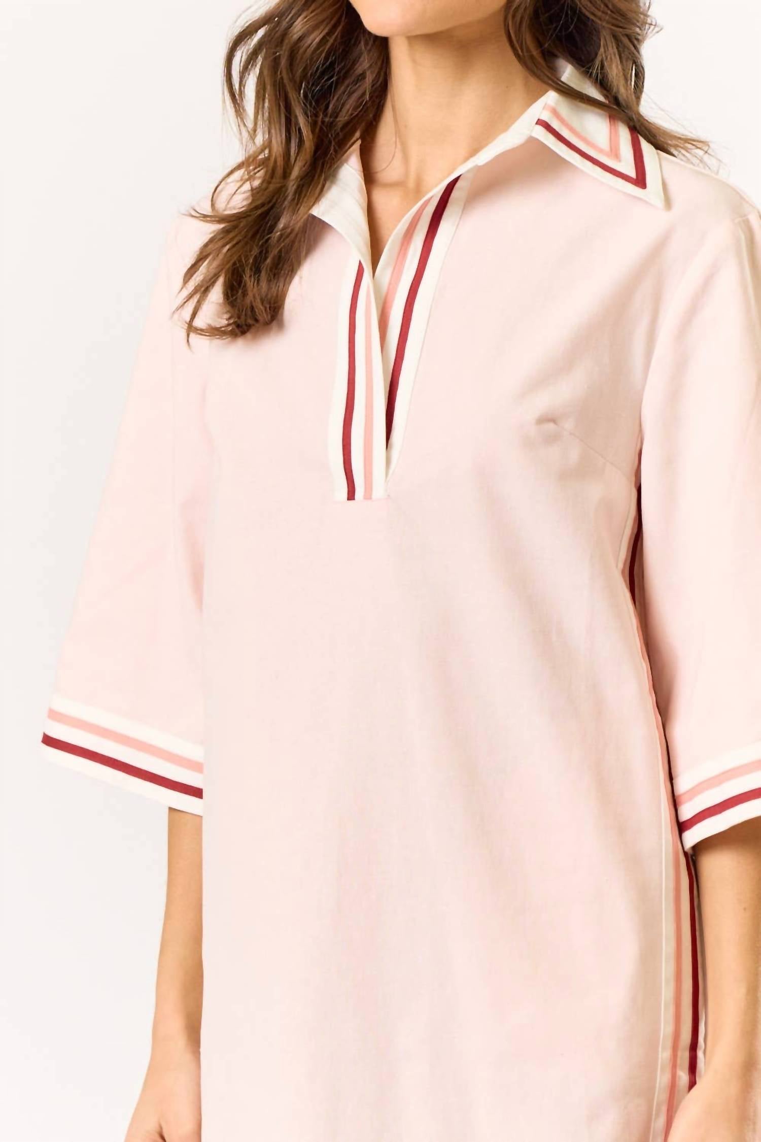 Lalavon - Lila Striped Collared Oversize Mini Dress