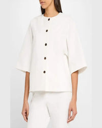 Lafayette 148 - Elbow-sleeve Stretch Twill Shirt Jacket
