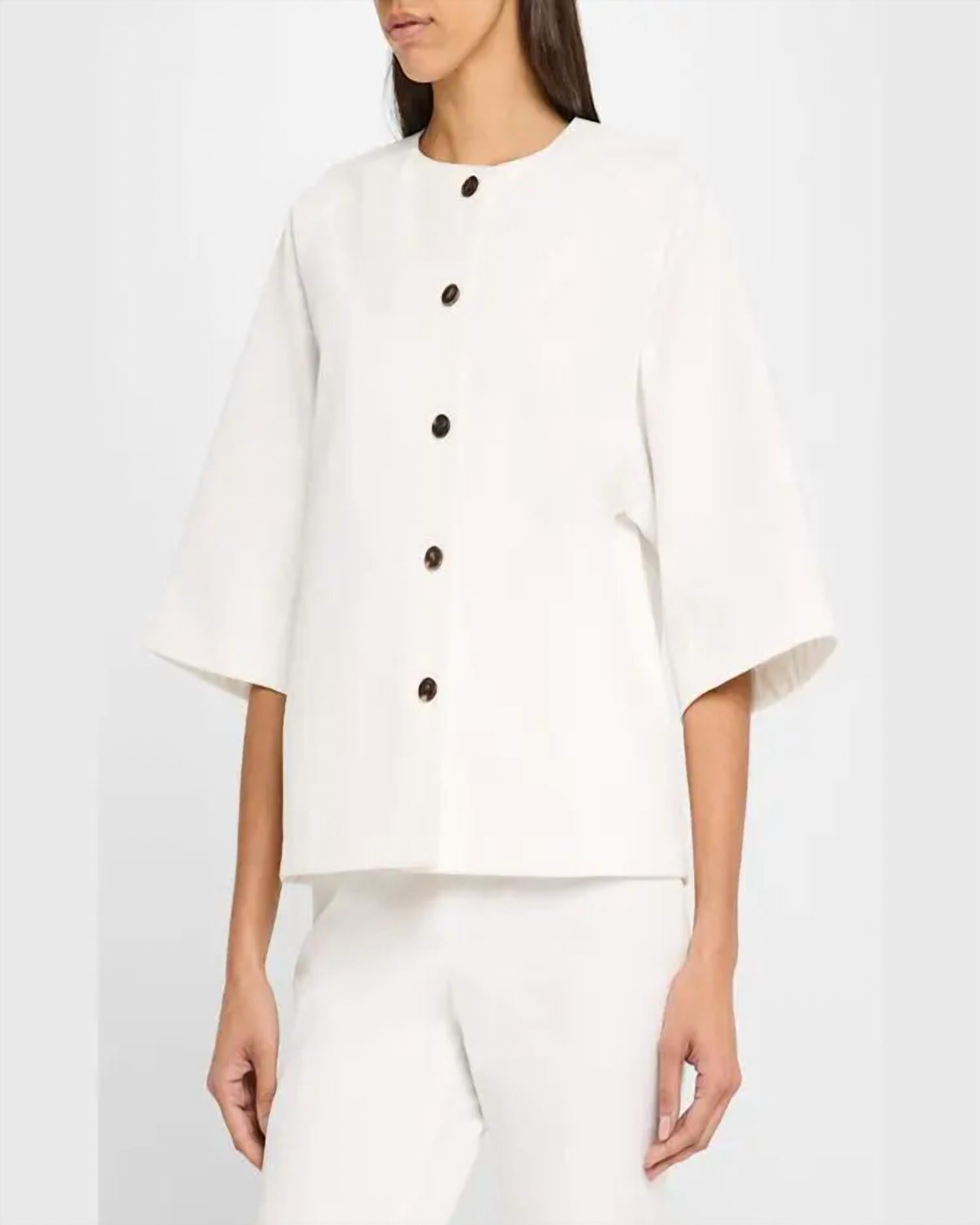 Lafayette 148 - Elbow-sleeve Stretch Twill Shirt Jacket