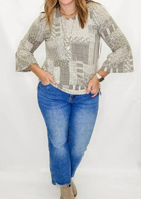 Multiples - Long Sleeve Print Blouse