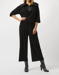 Joseph Ribkoff Oversized Zipped Collar 3/4 Sleeves Jumpsuit in black - women's pants