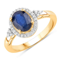 Diana M Jewels Women's Oval Natural Sapphire Fashion Ring (1.70 Ct) - Classic in 14k yellow gold - women's jewelry