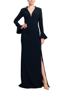 Jovani - Crepe Side Slit Column Silhouette Gown