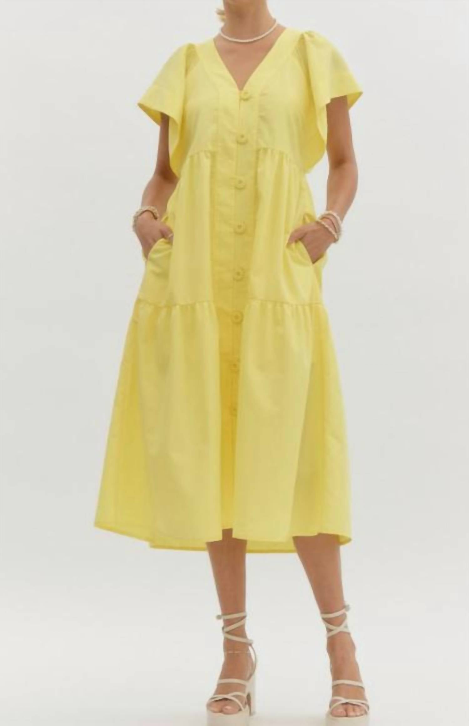 entro Marvelous Midi Dress in yellow - women's dress