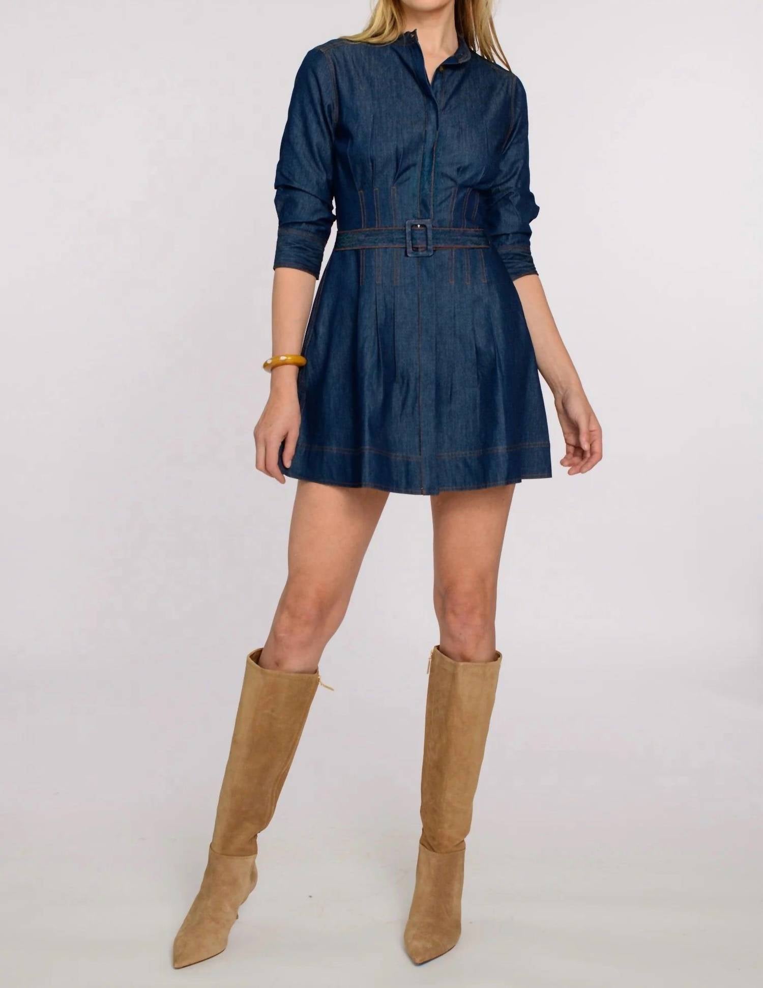 Elizabeth James The Label Cameron Mini Dress in denim - women's dress