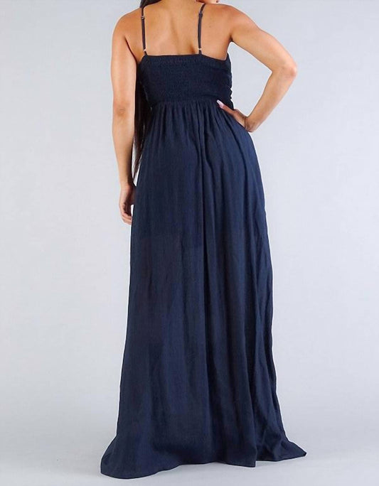 Cefian - Strap Cross Front Shirred Maxi Dress